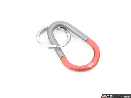 ES#3610204 - 80272460884 - MINI Keyring Color Block - Gray/Coral - Used to hold your keys - Genuine MINI - MINI