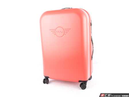 ES#3610189 - 80222460880 - MINI TROLLEY / Luggage - Coral - MINI Wings logo dembossed full clam-shell luggage - Genuine MINI - MINI