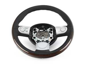 ES#52730 - 32306783354 - Three Spoke Steering Wheel - English Oak Wood & Leather - Wood trim outside rim with leather interior - Genuine MINI - MINI