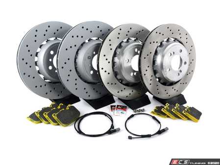 ES#3172564 - 34112284969KT3 - Front and Rear Performance Brake Service Kit - When stock braking performance just won't do - includes brand new OEM rotors with RSL29 Pagid Racing Yellow brake pads. Recommended for street and track. - Assembled By ECS - BMW