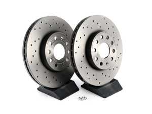 ES#4265732 - 5c0615301dKT - Cross Drilled UV Coated Brake Rotors - Pair (288x25) - Features Brembo's special UV paint treatment that guarantees superior corrosion resistance. - Brembo - Audi Volkswagen