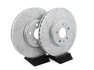 ES#2189928 - 8K0301AXSGMTLRA - Front Dimpled & Slotted Brake Rotors - Pair (320x30) - (NO LONGER AVAILABLE) - Featuring GEOMET protective coating. - ECS - Audi