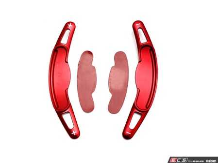 ES#4423256 - SHIFTPADDLE - ECS F56+ MINI Cooper Aluminum Shift Paddle Set - Red - Add on steering wheel paddles shifter that fit over the factory paddles on automatics transmissions - ECS - MINI