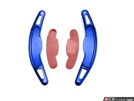 ES#4423257 - SHIFTPADDLEb - ECS F56+ MINI Cooper Aluminum Shift Paddle Set - Blue - Add on steering wheel paddles shifter that fit over the factory paddles on automatics transmissions - ECS - MINI