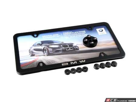 ES#3251514 - 82122456418 - Black Slimline Frame With ///M Valve Stem Caps - Add exterior styling with a matte black stainless steel slimline license plate frame paired with ///M valve stem caps. - Genuine BMW - BMW