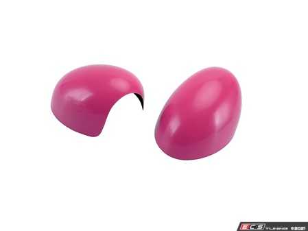 ES#4430526 - 51162179761 - Pink Mirror Cap Covers - Set - Attaches to the front of the side mirror housing over the stock mirror cap, peel and stick - ECS - MINI