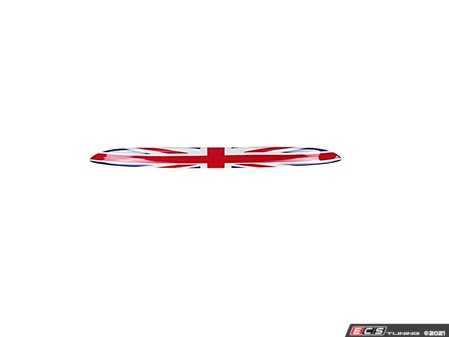 ES#4442425 - 51137167530UJ - Trunk Lid Grip - Red/Blue Union Jack Cover - Located above the license plate on the trunk - ECS - MINI