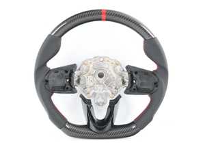ES#4338027 - BM152-F5614-CPRR - ECS MINI Cooper Flat Bottom Carbon Fiber Steering Wheel (Carbon/Perforated Leather/Red Stitching/RED Center Stripe) - Gen 3 - Hand made carbon fiber inserts on the top and bottom with Leather/red stitching on the sides - ECS - MINI