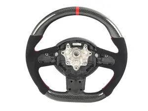 ECS MINI Cooper Flat Bottom Carbon Fiber Steering Wheel (Carbon/Alcantara/Red Stitching/Red Center Stripe)- Gen 2