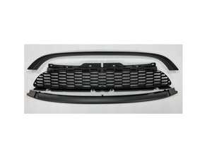 ES#4446204 - BM01-R5606-BK-A - JCW Style Grille Set (Stock Bumper) - Gloss Black - Matte finish upper and lower trim with gloss finish center grille - ECS - MINI