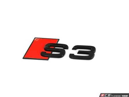 ES#4413890 - 8Y0071804 - S3 Rear Trunk Emblem - Black - Black / Red stick on emblem - Genuine Volkswagen Audi - Audi