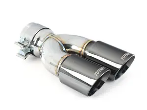 Turner Motorsport Rolled Angle Exhaust Tip - 3.0 Inlet - 3.0 OD - Stepped Left - Black Chrome
