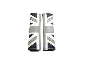 ES#4465437 - IP218 - Union Jack  Gray Jack Seat Belt Strap Covers - Pair - Slides on the standard seat belts and provides cushion - ECS - MINI