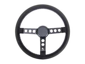 ES#4465570 - I77.86.BBA - Rennline Alcantara Steering Wheel - Black Spokes & Black Horn Ring - 360mm diameter steering wheel inspired by 60s/70s Porsche race cars - Rennline - Audi BMW Volkswagen Mercedes Benz MINI Porsche