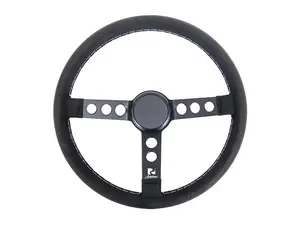 ES#4465570 - I77.86.BBA - Rennline Alcantara Steering Wheel - Black Spokes & Black Horn Ring - 360mm diameter steering wheel inspired by 60s/70s Porsche race cars - Rennline - Audi BMW Volkswagen Mercedes Benz MINI Porsche