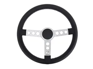 ES#4465574 - I77.86.SSL - Rennline Leather Steering Wheel - Silver Spokes & Silver Horn Ring - 360mm diameter steering wheel inspired by 60s/70s Porsche race cars - Rennline - Audi BMW Volkswagen Mercedes Benz MINI Porsche