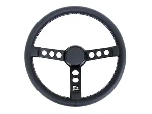 ES#4465572 - I77.86.BBL - Rennline Leather Steering Wheel - Black Spokes & Black Horn Ring - 360mm diameter steering wheel inspired by 60s/70s Porsche race cars - Rennline - Audi BMW Volkswagen Mercedes Benz MINI Porsche