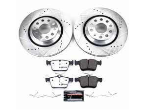 ES#3990257 - K7084-26 - Power Stop Z26 Street Warrior Rear Brake Kit (310x22) - A performance rear-wheel brake upgrade featuring drilled & slotted rotors and high-performance carbon-fiber ceramic pads. - Power Stop - Audi Volkswagen