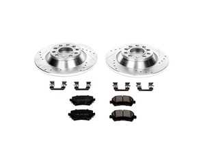 ES#3157026 - K4625 - Power Stop Z23 Evolution Sport Rear Brake Kit (302x12) - A performance rear axle upgrade featuring precision cross-drilled & slotted solid rotors, low-dust carbon-fiber ceramic pads, and a premium stainless steel hardware kit. - Power Stop - Audi