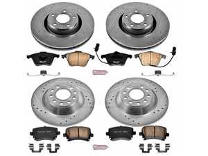 ES#3156870 - K4066 - Power Stop Z23 Evolution Sport Front & Rear Brake Kit (321mm/302mm) - A complete 4-wheel performance brake upgrade featuring drilled & slotted rotors and low-dust carbon-fiber ceramic pads. - Power Stop - Audi