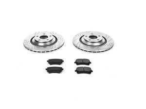 ES#3156999 - K4567 - Power Stop Z23 Evolution Sport Rear Brake Kit (330x20) - A performance rear axle upgrade featuring precision cross-drilled & slotted vented rotors, low-dust carbon-fiber ceramic pads, and a premium stainless steel hardware kit. - Power Stop - Audi