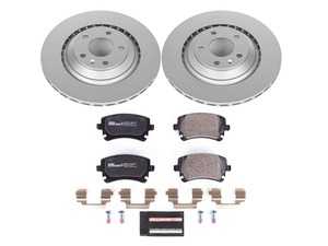 ES#3145505 - ESK4567 - Power Stop Euro-Stop Coated Rear Brake Kit (330x20) - A premium OE-equivalent rear axle upgrade featuring ECE-R90 certified brake pads, genuine Geomet coated high-carbon smooth vented rotors, and premium installation hardware. - Power Stop - Audi