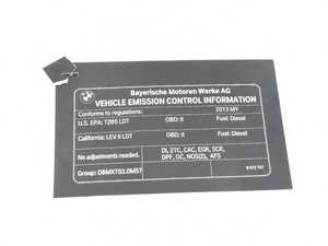 ES#2596637 - 71228572707 - Exhaust Emissions Label - Genuine BMW - BMW