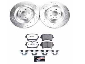ES#3990124 - K6287-26 - Power Stop Z26 Street Warrior Rear Brake Kit (356x22) - A performance rear-wheel brake upgrade featuring drilled & slotted rotors and high-performance carbon-fiber ceramic pads. - Power Stop - Audi