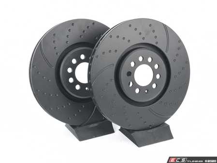 ES#521573 - GD1153 - Front Slotted And Dimpled Brake Rotors - Pair (334x32) - Upgrade to a slotted / dimpled rotor for improved braking - EBC - Audi Volkswagen