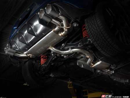 ES#4350503 - 024772ECS -  MK7 Golf R Valved Catback Exhaust System  - In-house engineered for VW Golf R enthusiasts! Featuring T304 SS Tig-welded 3.0" tubing, a center resonator and a valved muffler assembly. Maximum gains of up to +30 WHP! - ECS - Volkswagen