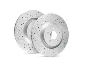 ES#4466117 - 22002-32006 - R1 Concepts Disc Brake Rotor Set - Carbon Drilled and Slotted Front JCW GP2 - Pair 13" (330x25) - Upgrade to a slotted / drilled rotor for improved braking - R1 Concepts - MINI