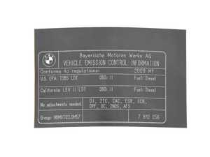 ES#1877206 - 71227812056 - Exhaust Emissions Label - Genuine BMW - BMW