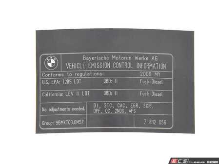 ES#1877206 - 71227812056 - Exhaust Emissions Label - Genuine BMW - BMW