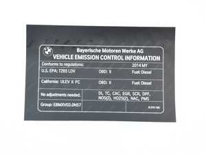 ES#2706641 - 71228579190 - Exhaust Emissions Label - Genuine BMW - BMW