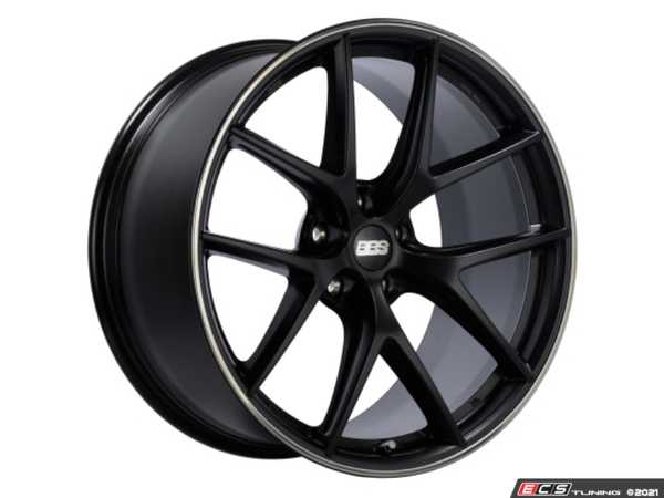 20x9.5 BBS CI-R 5x120 ET25 Satin Black with a Red Outer Lip Ring Wheel