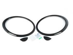 ES#4421688 - 51132254895KT - Headlight Trim Covers Gloss Black With Washer Covers - Set - Add on trim in gloss finish, peel and stick - ECS - MINI