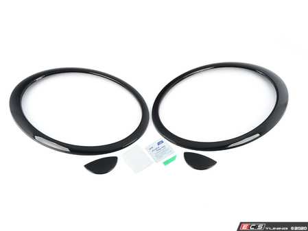 ES#4421688 - 51132254895KT - Headlight Trim Covers Gloss Black With Washer Covers - Set - Add on trim in gloss finish, peel and stick - ECS - MINI
