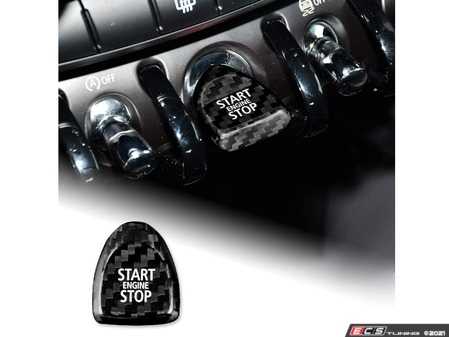 ES#4474055 - StartSTOP - Carbon Fiber Start / Stop Toggle Cover - Black/Gray - Improved the interior with a carbon fiber look on the center console start/stop - ECS - MINI