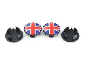 ES#4440464 - 36131171069 - Center Cap (54mm) Union Jack - Set Of Four - MINI Union jack wheel caps - for factory exposed lug nuts - ECS - MINI