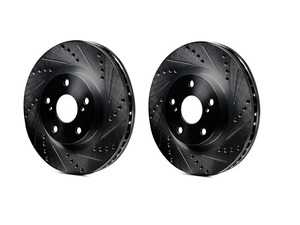 ES#4470885 - 28002-32008 - R1 Concepts Disc Brake Rotor Set - Drilled and Slotted - Black  Front JCW - Pair 13.189"  - Upgrade to a slotted/drilled rotors for improved braking - R1 Concepts - MINI