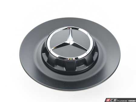 ES#2818882 - 00040011009283 - Center Cap - Priced Each - Clip-in center cap with chrome star on matte black background - Genuine Mercedes Benz - Mercedes Benz