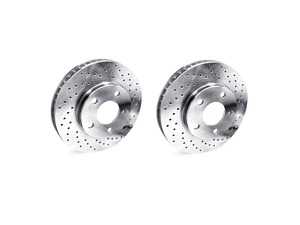 ES#4872518 - 620-32020 - R1 Concepts Disc Brake Rotor Set - Cross Drilled Front JCW - Pair 13.189" (335x30) - Upgrade to a drilled rotors for improved braking - R1 Concepts - MINI