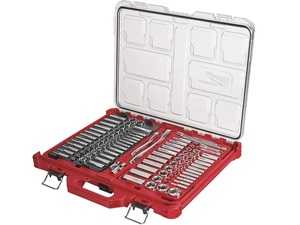 ES#4476619 - 48-22-9486 - 1/4" & 3/8 Drive 106pc Ratchet & Socket Set With PACKOUT Low-Profile Organizer - SAE & Metric - The Ratchet and Socket Set features sockets that have FOUR FLAT&trade; Sides that deter rolling and are wrench compatible for maximum productivity. - Milwaukee - Audi BMW Volkswagen Mercedes Benz MINI Porsche
