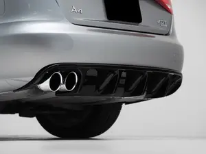 Audi B8 A4 Pre-Facelift Non S-Line Rear Diffuser - Single Outlet - Gloss Black
