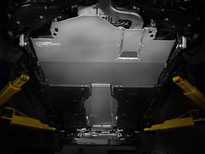 ES#4477688 - 016737LA01KT - MK7 / MK7.5 / MK8 Golf R Fuel Tank Street Shield Skid Plate  - Protect your gas tank, exhaust and rear suspension parts with this 1/8" (3.175mm) thick aluminum skid plate - ECS - Volkswagen