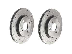 ES#4271433 - 34211503070kt7KT - Rear Brake Rotors Dimped (Cross Drilled Like Design) - Pair 10.19" (259x10) 08.9163.1X - Dimpled for extra performance venting - Brembo - MINI