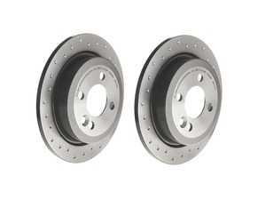 ES#4487805 - 342167749871XKT - Rear Brake Rotors Cross Drilled (dimpled design) - Pair 10.19" (259x10) 08.9163.2X - New brake rotors restore your stopping power - Brembo - MINI