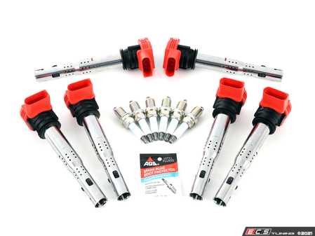 ES#4361442 - 06E905115GKT2 - Ignition Service Kit - Includes six Bremi red coil packs and six NGK spark plugs to service your ignition - Assembled By ECS - Audi