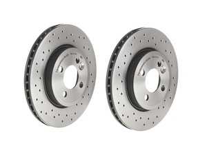 ES#4487844 - 34116774985xKT - Front Brake Rotors Cross Drilled - Pair 11.02" (280x22) 09.A761.1X - Eliminate brake grinding, noise, and vibrations with new MINI brake rotors. UV coated - Brembo - MINI