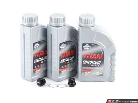 ES#4057069 - G052527AKT3 - Manual Transmission Fluid Service Kit - With ECS Magnetic Drain Plug - Featuring 3 liters of Fuchs Sintofluid FE 75W-90 fluid and a ECS magnetic drain plug to service your transmission. - Assembled By ECS - Volkswagen